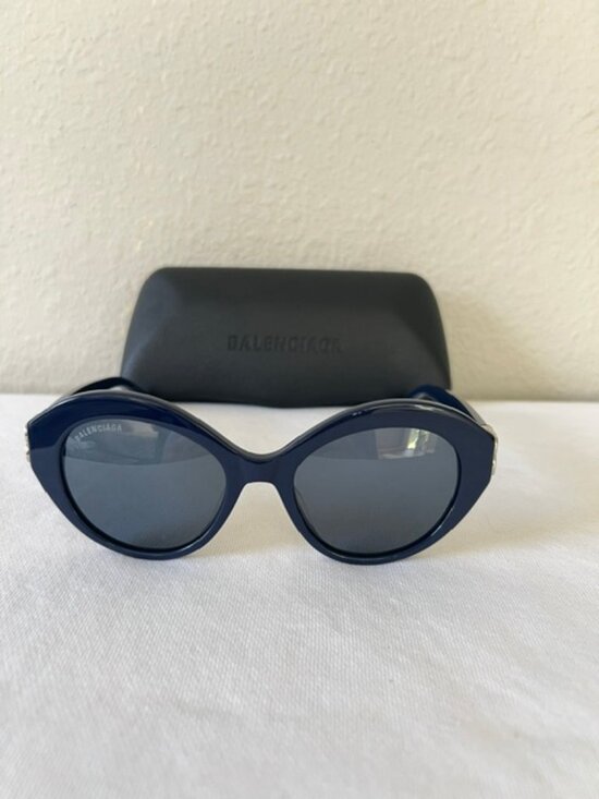 BALENCIAGA Sunglasses Navy Blue/ Silver Womenswear BB0133S 004 display picture 1